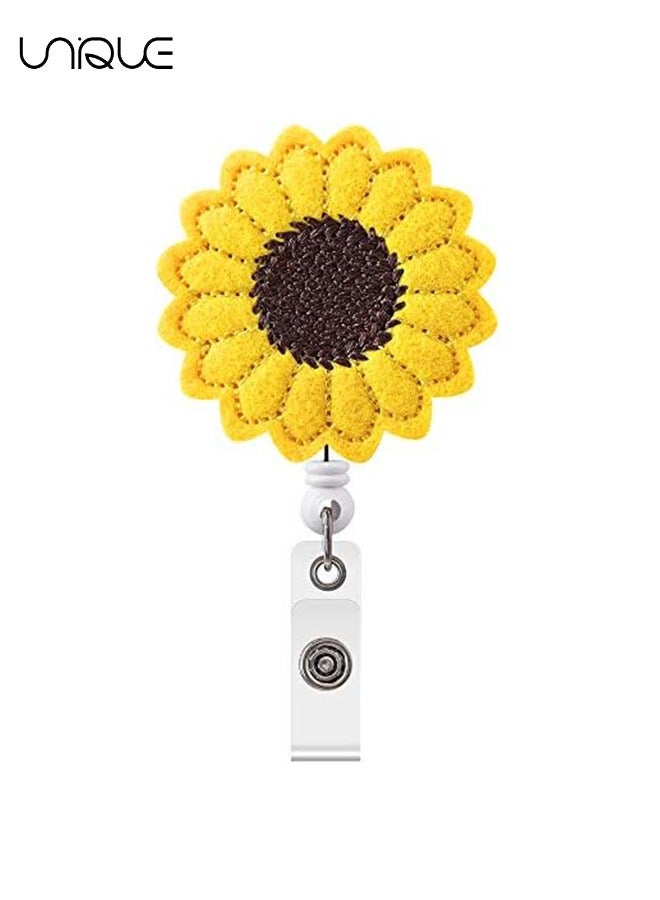 Unique Badge Reel Holder, Accurate Stitching, Sunflower Retractable Badge Reels Reinforced Strap, Badge Clip for Kids, Badge Reel with Alligator Clip, Great Badge Holder for Women (1Pcs) - Image 1