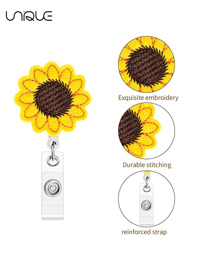 Unique Badge Reel Holder, Accurate Stitching, Sunflower Retractable Badge Reels Reinforced Strap, Badge Clip for Kids, Badge Reel with Alligator Clip, Great Badge Holder for Women (1Pcs) - Image 2