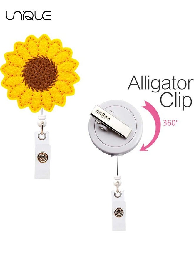 Unique Badge Reel Holder, Accurate Stitching, Sunflower Retractable Badge Reels Reinforced Strap, Badge Clip for Kids, Badge Reel with Alligator Clip, Great Badge Holder for Women (1Pcs) - Image 3