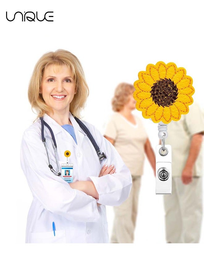 Unique Badge Reel Holder, Accurate Stitching, Sunflower Retractable Badge Reels Reinforced Strap, Badge Clip for Kids, Badge Reel with Alligator Clip, Great Badge Holder for Women (1Pcs) - Image 4