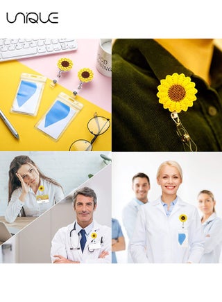 حامل بكرة شارة ، خياطة دقيقة ، بكرات شارة عباد الشمس قابلة للسحب حزام مقوى ، مشبك شارة للأطفال ، بكرة شارة مع مشبك تمساح ، حامل شارة رائع للنساء (1 قطعة) - view 5