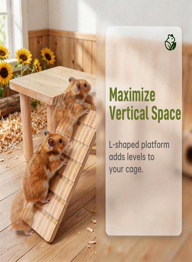 deepredcoast Wooden Hamster Platform with Climbing Ramp, Natural Wood Hamster Cage Platform, Hideout Play Area for Hamsters Mice, Eco-Friendly Hamster Accessories - Image 2
