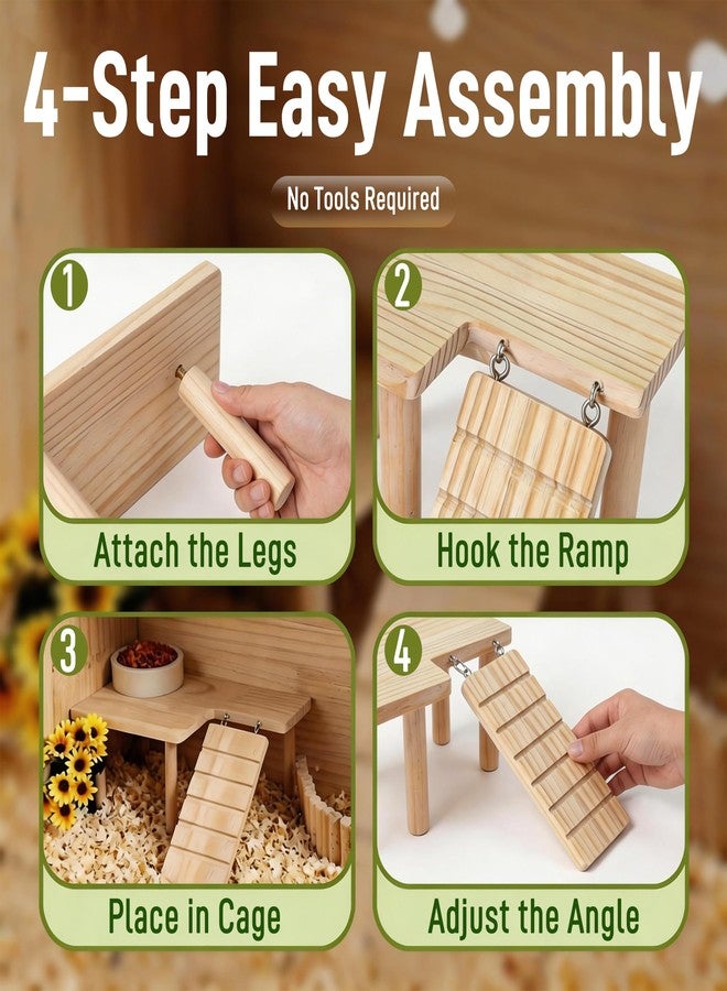deepredcoast Wooden Hamster Platform with Climbing Ramp, Natural Wood Hamster Cage Platform, Hideout Play Area for Hamsters Mice, Eco-Friendly Hamster Accessories - Image 5