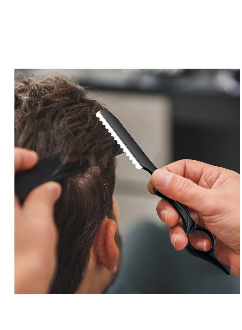 Captaintech Hair Thinning Knife, Professional Hair Styling Thinning Texturizing Cutting Faether Razor, with 10 Pcs Replacement Stainless Steel Blades, for Home Salon Use (Black) - Image 4