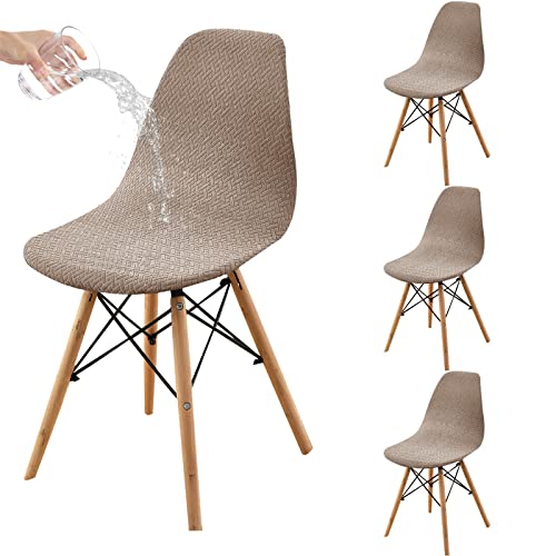 HAOYONG Waterproof Shell Chair Covers,Jacquard Dining Room Chair Slipcover Set of 4 Mid Century Modern Dining Chair Covers Stretchable Slipcovers for Kitchen, Office and Living Room - Image 1