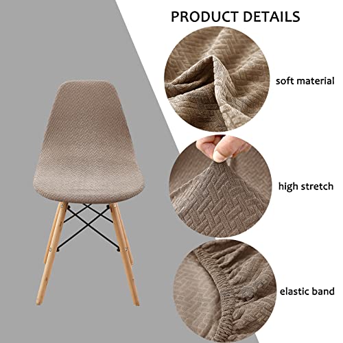 HAOYONG Waterproof Shell Chair Covers,Jacquard Dining Room Chair Slipcover Set of 4 Mid Century Modern Dining Chair Covers Stretchable Slipcovers for Kitchen, Office and Living Room - Image 2