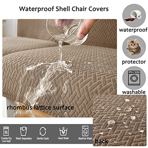 HAOYONG Waterproof Shell Chair Covers,Jacquard Dining Room Chair Slipcover Set of 4 Mid Century Modern Dining Chair Covers Stretchable Slipcovers for Kitchen, Office and Living Room - Image 3
