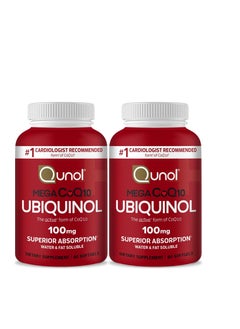 Ubiquinol CoQ10 100mg Softgels, Qunol Mega Ubiquinol 100mg - Superior Absorption - Active form of Coenzyme Q10 for Heart Health - 4 Month Supply - 60 Count (Pack of 2)