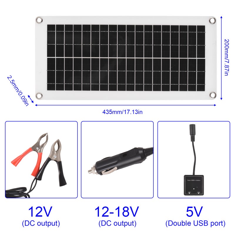 20 Watt 12 Volt Solar Panel Kit Waterproof Solar Panel with High Efficiency Polycrystalline Silicon Solar Panel and 300W 60A PWM Charge Controller for RV / Camper / Vehicle / Caravan - Image 2