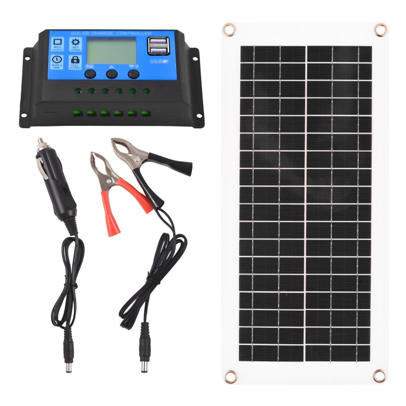 20 Watt 12 Volt Solar Panel Kit Waterproof Solar Panel with High Efficiency Polycrystalline Silicon Solar Panel and 300W 60A PWM Charge Controller for RV / Camper / Vehicle / Caravan - Image 1