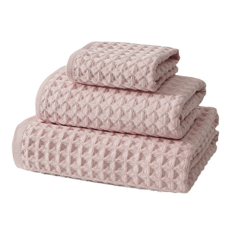 Cross-border new waffle towel cotton extra-large thickened adult household square towel bath towel cotton three-piece set(White, Square towel + face towel + bath towel) - Image 5