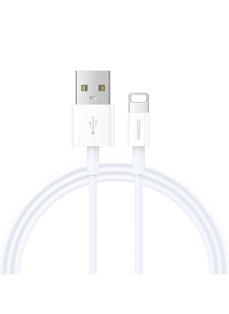 Recci - RECCI RS06L Lightning-USB Cable, White - 1m - Image 1