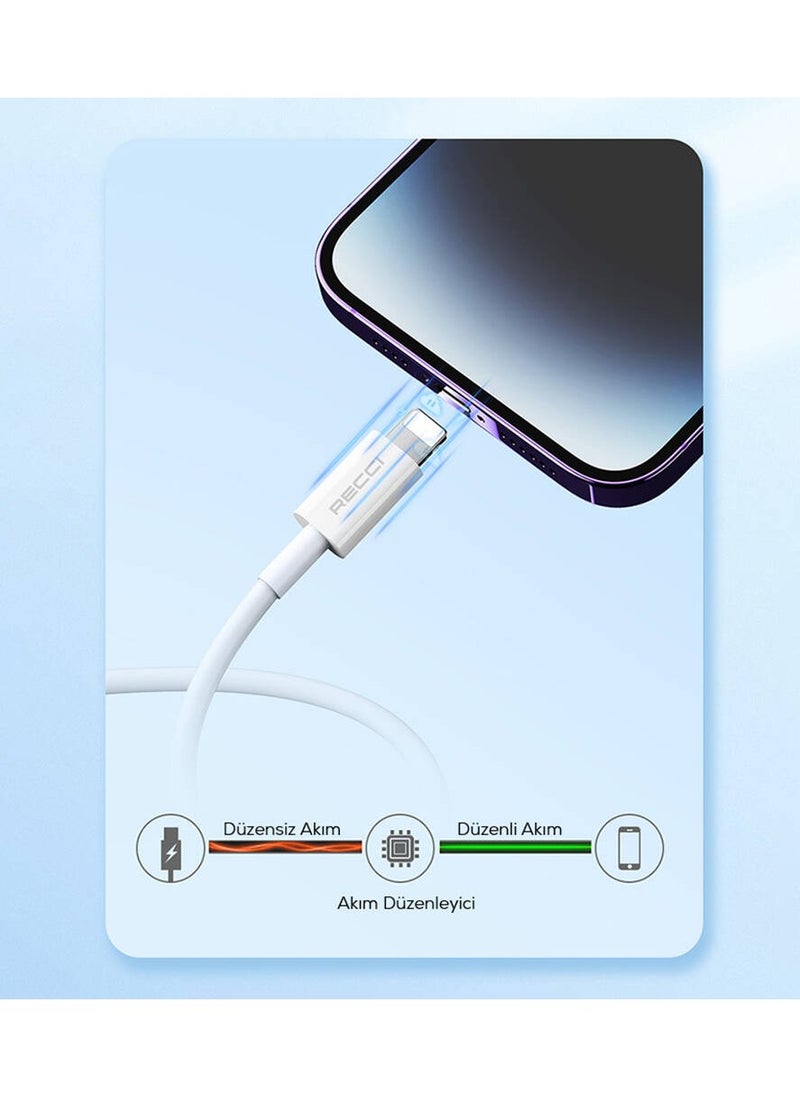 Recci - RECCI RS06L Lightning-USB Cable, White - 1m - Image 1
