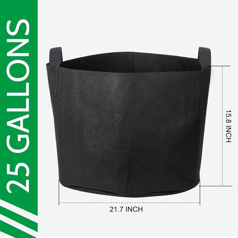 JERIA 12-Pack 25 Gallon, Vegetable/Flower/Plant Grow Bags, Aeration Fabric Pots with Handles (Black), Come with 12 Pcs Plant Labels - Image 2