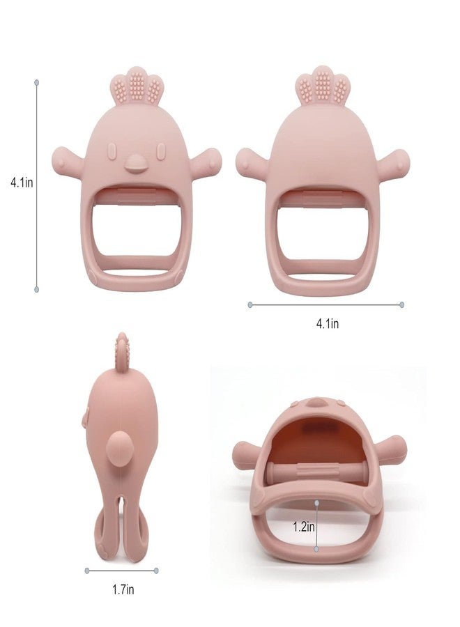 SADRUCHI Silicone & Wooden Baby Teether for 3+ Months, BPA-Free Food Grade Teething Toy with Wooden Ring, Soft Gum Soothing Chew Toy for Infants, Newborn Babies Boys & Girls (Beige - Baby Teether ( Cream + Pink )) - Image 3