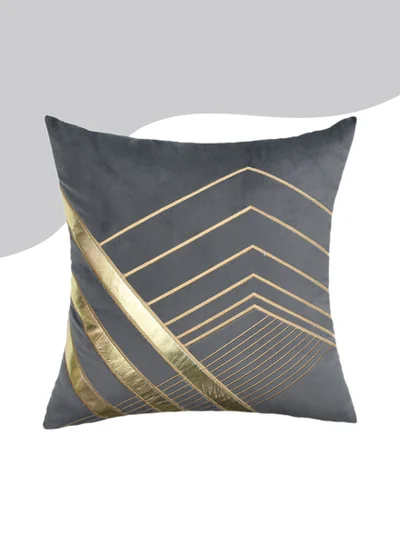 Donetella Decorative Embroidered Cushion Cover Grey/gold 45x45Cm (Without Filler)