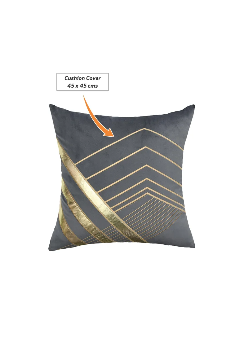 Donetella Decorative Embroidered Cushion Cover Grey/gold 45x45Cm (Without Filler)