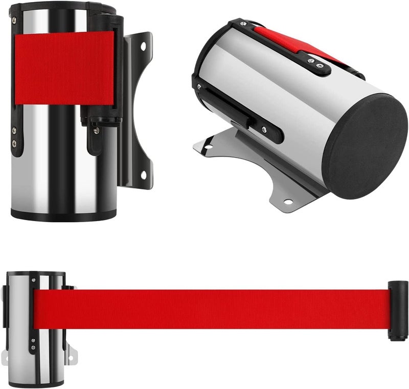 Telescopic guardrail Belt, Retractable Belt Barrier,Wall Mounted Belt Security, 5m Stainless Steel Retractable Belt Barrier, for Museum/Cinema Crowd Control and Stanchion Queue - Image 3