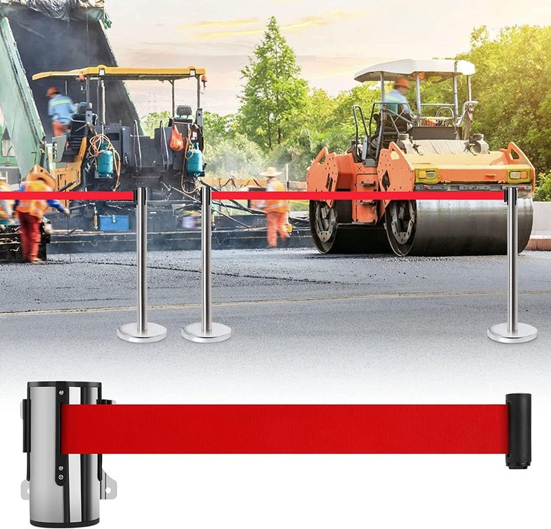 Telescopic guardrail Belt, Retractable Belt Barrier,Wall Mounted Belt Security, 5m Stainless Steel Retractable Belt Barrier, for Museum/Cinema Crowd Control and Stanchion Queue - Image 4