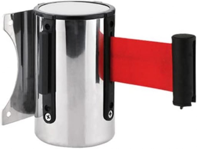 Telescopic guardrail Belt, Retractable Belt Barrier,Wall Mounted Belt Security, 5m Stainless Steel Retractable Belt Barrier, for Museum/Cinema Crowd Control and Stanchion Queue - Image 1