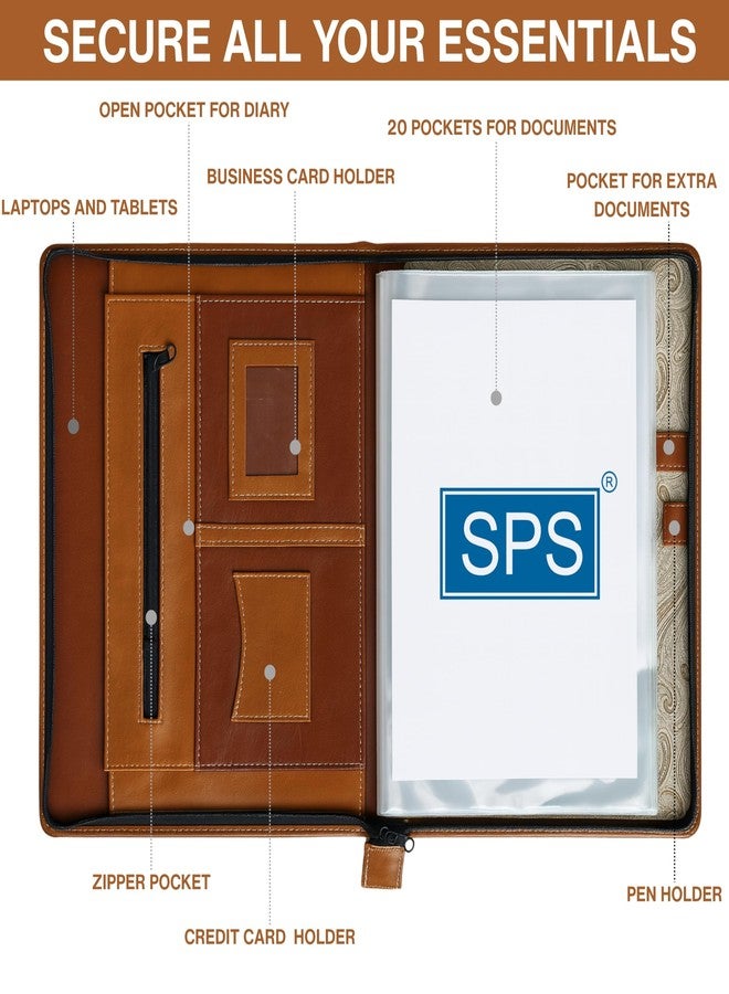 SPS Portfolio Multipurpose Leatherette Professional Brown File Folders for Certificates, Documents Holder, Document Bag, Portfolio, Executive File A4/Foolscap/Legal Size Documents Holder with 20 Leafs - Image 3