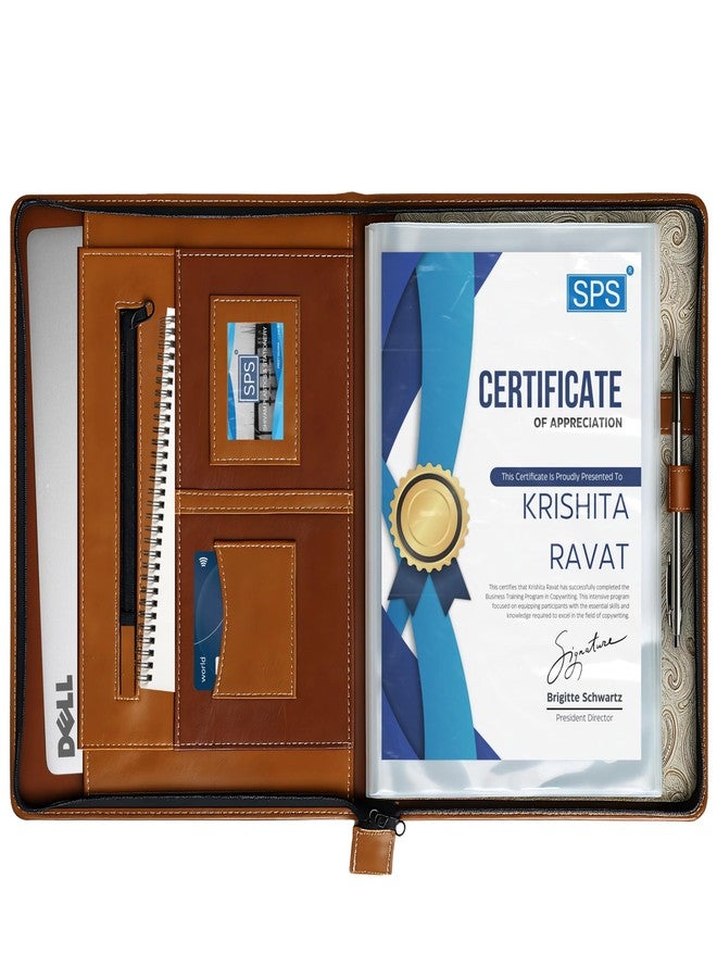 SPS Portfolio Multipurpose Leatherette Professional Brown File Folders for Certificates, Documents Holder, Document Bag, Portfolio, Executive File A4/Foolscap/Legal Size Documents Holder with 20 Leafs - Image 1