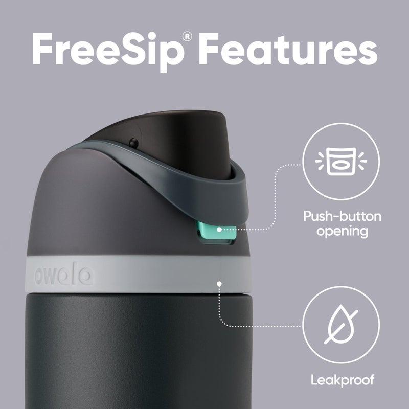 Owala FreeSip Insulated Stainless Steel Water Bottle with Straw for Sports and Travel, BPA-Free, 24oz, Foggy Tide - Image 3