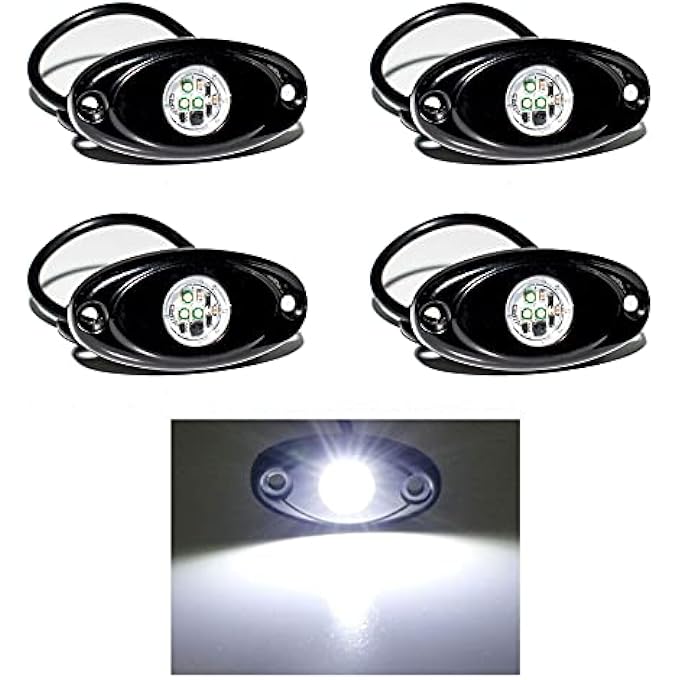 YONEDA Led Rock Lights 4Pods Waterproof Led Neon Underglow Light For Car Truck Atv Utv Suv Jeep Offroad Boat Underbody Glow Trail Rig Lamp White - Image 1