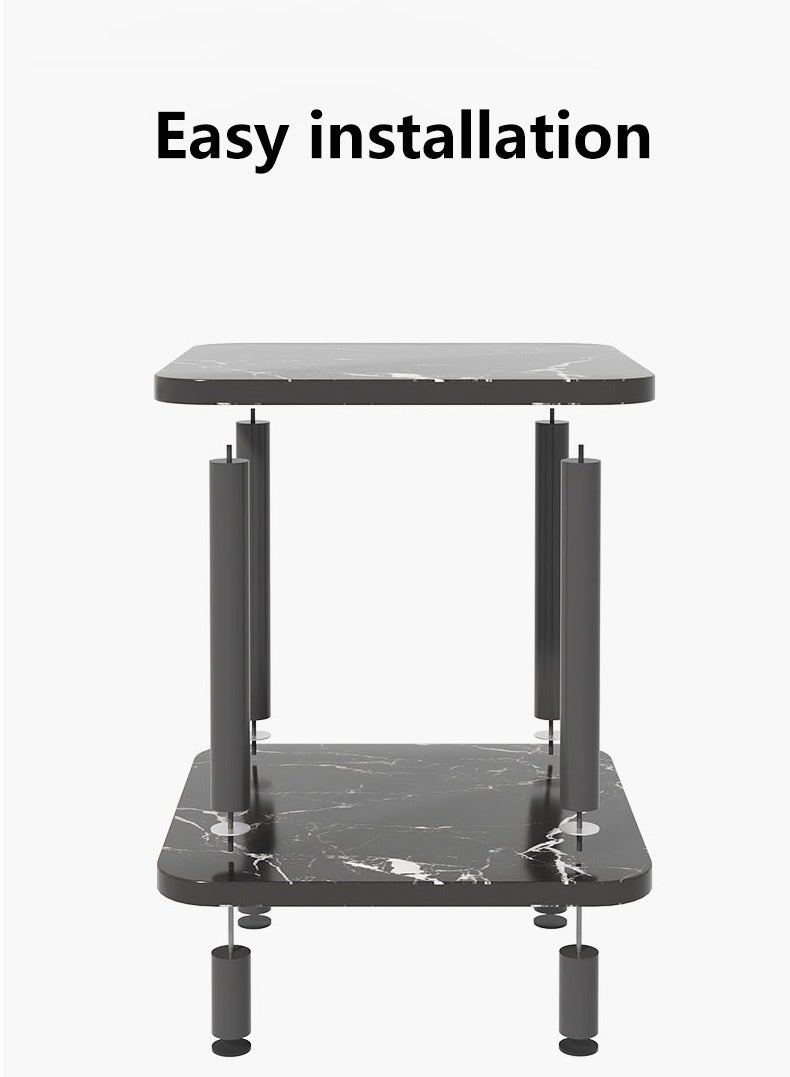 Coffee Table Tea Table Sofa Side Table End Table with Marble Patterned Desktop Modern Design Table for Living Room Bed Room - Image 3