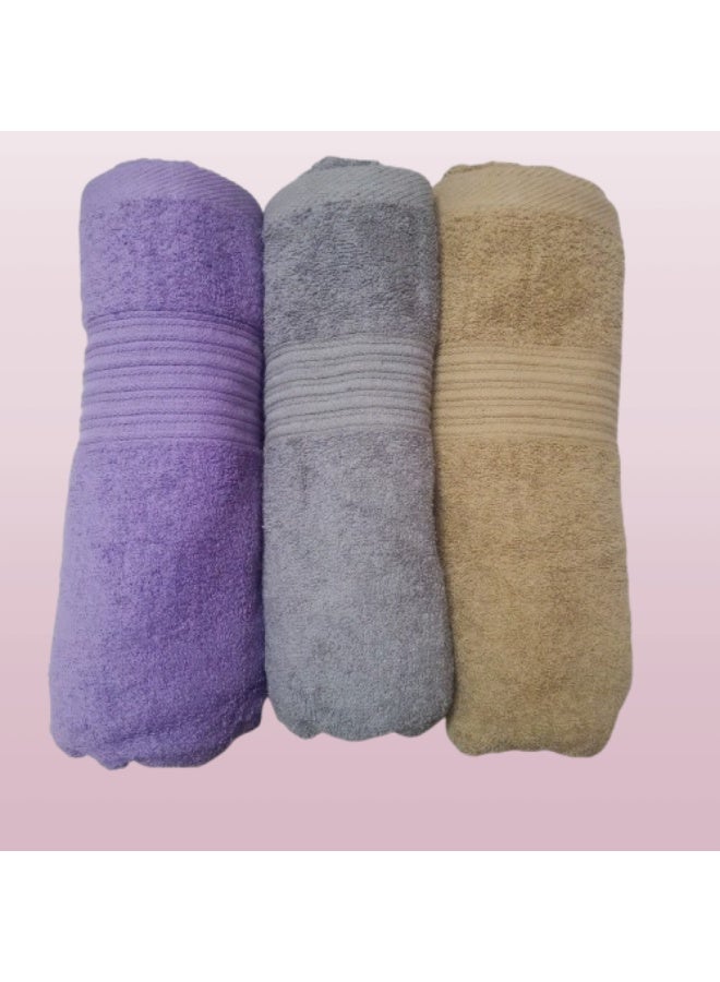 طقم فوطة قطن مقاس 50x100 سم عدد 3 قطع جودة عالية - Image 1