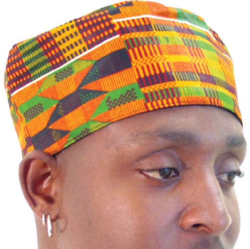 African Inspired Fashions Kente Pattern Kufi Kofi Hat Cap - Image 3