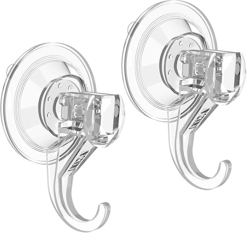 VIS'V Suction Cup Hooks, Small Shower Suction Hooks, Heavy Duty, Removable and Reusable, Clear, 4 Pcs - Image 1