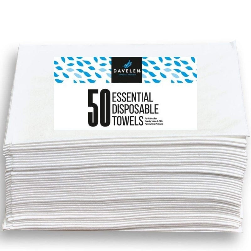 Davelen Essential Disposable Hair Towels For Women  32 Inch X 16 Inches Each  Super Absorbent Quick Dry Hair For Drying Curly  Long & Thick Hair (White) (50) - Image 1