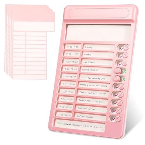 Toyshine Portable Self-Discipline Chores Chart | Schedule Tracker with15 Pcs Blank Paper Sliding Morning Routine | Daily Checklist Board Planning Reminder for Home School Office - Pink - Image 1