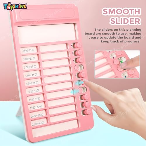 Toyshine Portable Self-Discipline Chores Chart | Schedule Tracker with15 Pcs Blank Paper Sliding Morning Routine | Daily Checklist Board Planning Reminder for Home School Office - Pink - Image 4