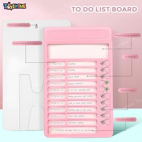 Toyshine Portable Self-Discipline Chores Chart | Schedule Tracker with15 Pcs Blank Paper Sliding Morning Routine | Daily Checklist Board Planning Reminder for Home School Office - Pink - Image 2