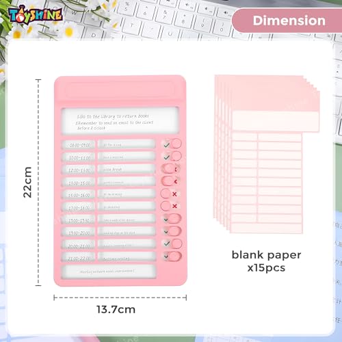 Toyshine Portable Self-Discipline Chores Chart | Schedule Tracker with15 Pcs Blank Paper Sliding Morning Routine | Daily Checklist Board Planning Reminder for Home School Office - Pink - Image 5