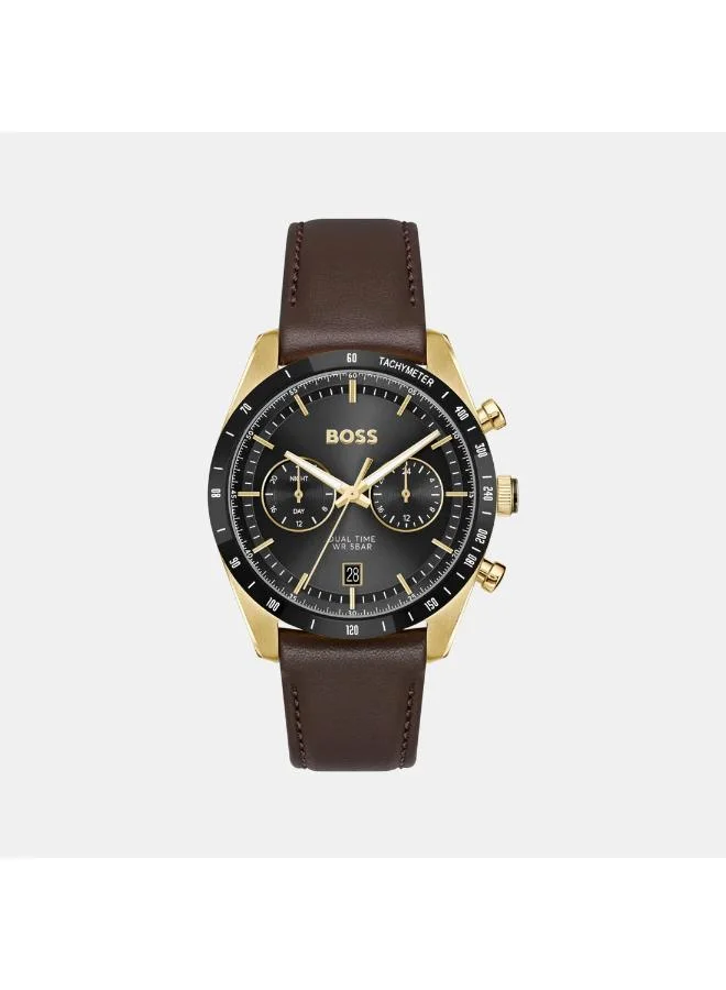 BOSS Analogue Multifunction Quartz analog Watch with Leather Strap