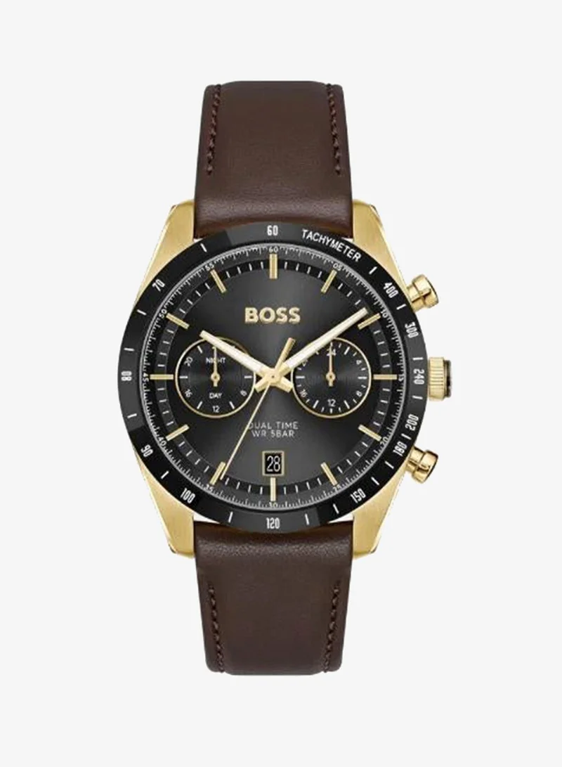 BOSS Analogue Multifunction Quartz analog Watch with Leather Strap