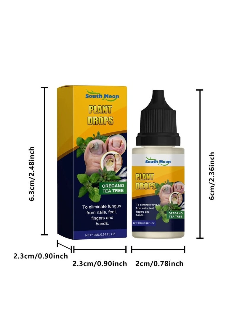 SOUTH MOON 2 Pcs Plant Drops Nail Care Oregano Tea Tree Plant Drops for Nail Fungus Treatment Serum for Toenails and Fingernails Oregano Oil Fungal Nail Renewal Anti Fungus Nail Repair Gel 2x10ml - Image 2