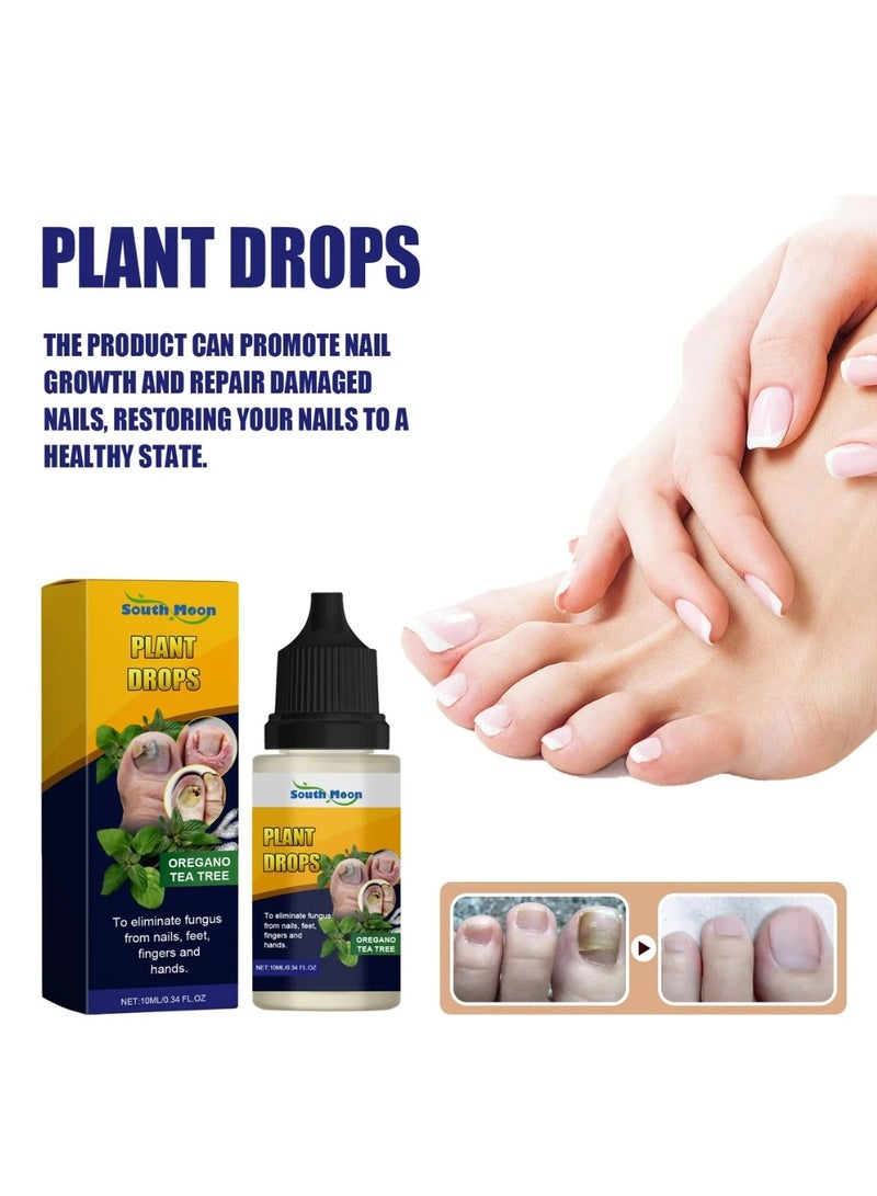 SOUTH MOON 2 Pcs Plant Drops Nail Care Oregano Tea Tree Plant Drops for Nail Fungus Treatment Serum for Toenails and Fingernails Oregano Oil Fungal Nail Renewal Anti Fungus Nail Repair Gel 2x10ml - Image 5