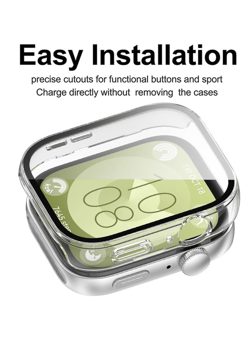 غلاف واقٍ لساعة HUAWEI WATCH FIT 3 مقاوم للخدش والصدمات من جميع الجهات مصنوع من البولي كربونات الصلب مع غطاء زجاج مقسى كامل متوافق مع ساعة هواوي واتش فيت 3،مسح - Image 2