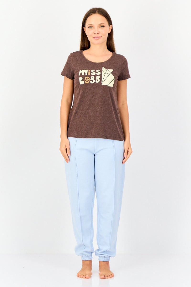 Zivame X Rosaline Women Graphic Print Pyjamas T-Shirt, Brown - Image 4
