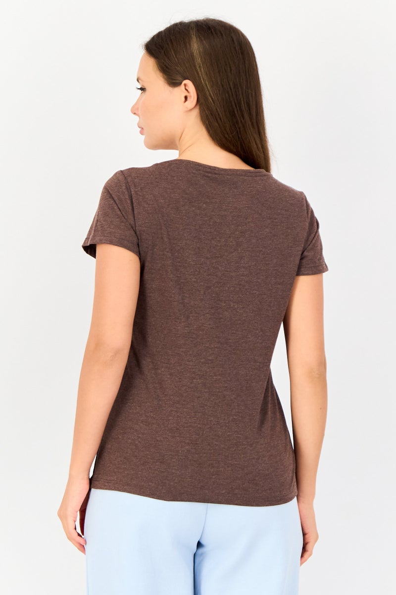 Zivame X Rosaline Women Graphic Print Pyjamas T-Shirt, Brown - Image 3