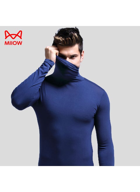Mens Slim Fit Turtleneck Thermal Top Comfortable Thin Base Layer Royal Blue