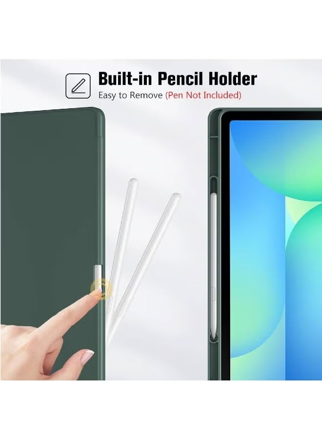 ZOOMEE Slim Case for Galaxy Tab S10 FE Plus 5G 13.1" Built-in S Pen Holder, Hybrid Cover with Soft TPU Back for Galaxy Tab S10 FE+ 2025 (SM-X620/ X626/ X626B), Supports Auto Wake/Sleep -Mgreen - Image 2