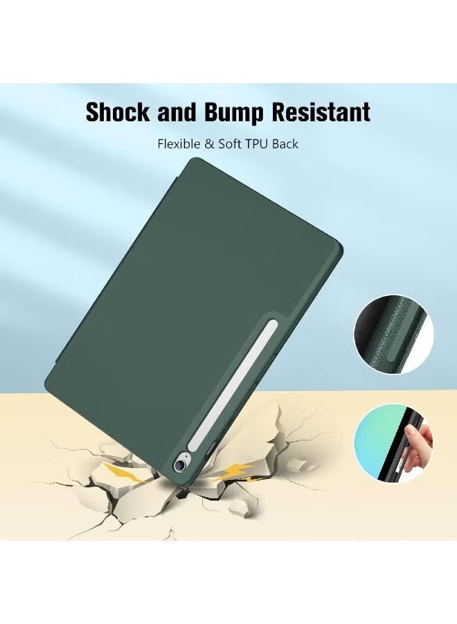 ZOOMEE Slim Case for Galaxy Tab S10 FE Plus 5G 13.1" Built-in S Pen Holder, Hybrid Cover with Soft TPU Back for Galaxy Tab S10 FE+ 2025 (SM-X620/ X626/ X626B), Supports Auto Wake/Sleep -Mgreen - Image 4