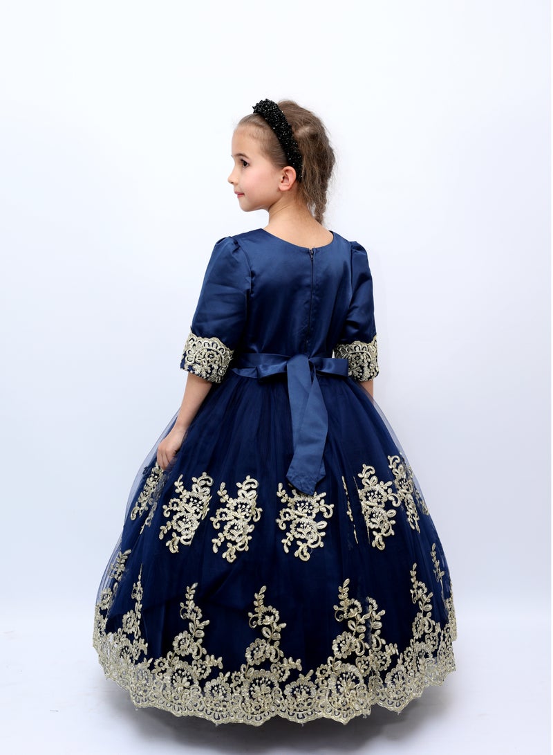 دىدانيالا فستان سهرة دانتيلا - أزرق داكن - Image 3