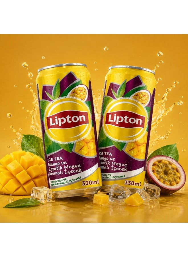 Lipton Tea Lipton Ice Tea French Tropical, Ready-to-Drink Iced Tea with Tropical Fruit Flavor, 330ml Cans, Pack of 2 - Image 1