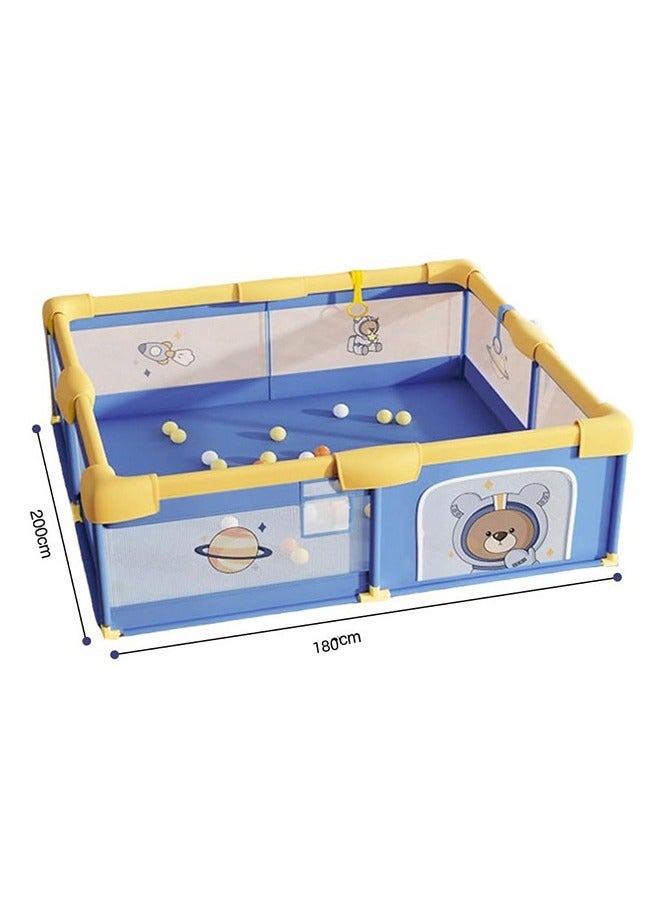 Baby Playpen, 200 X 180 CM Extra Large Playpen for Babies Kids Safe Play Center for Babies with Breathable Mesh and Zipper Door and Toddlers Gives Mommy a Break With 2 Hand Grips, 60 Balls, 1 Storage Bag